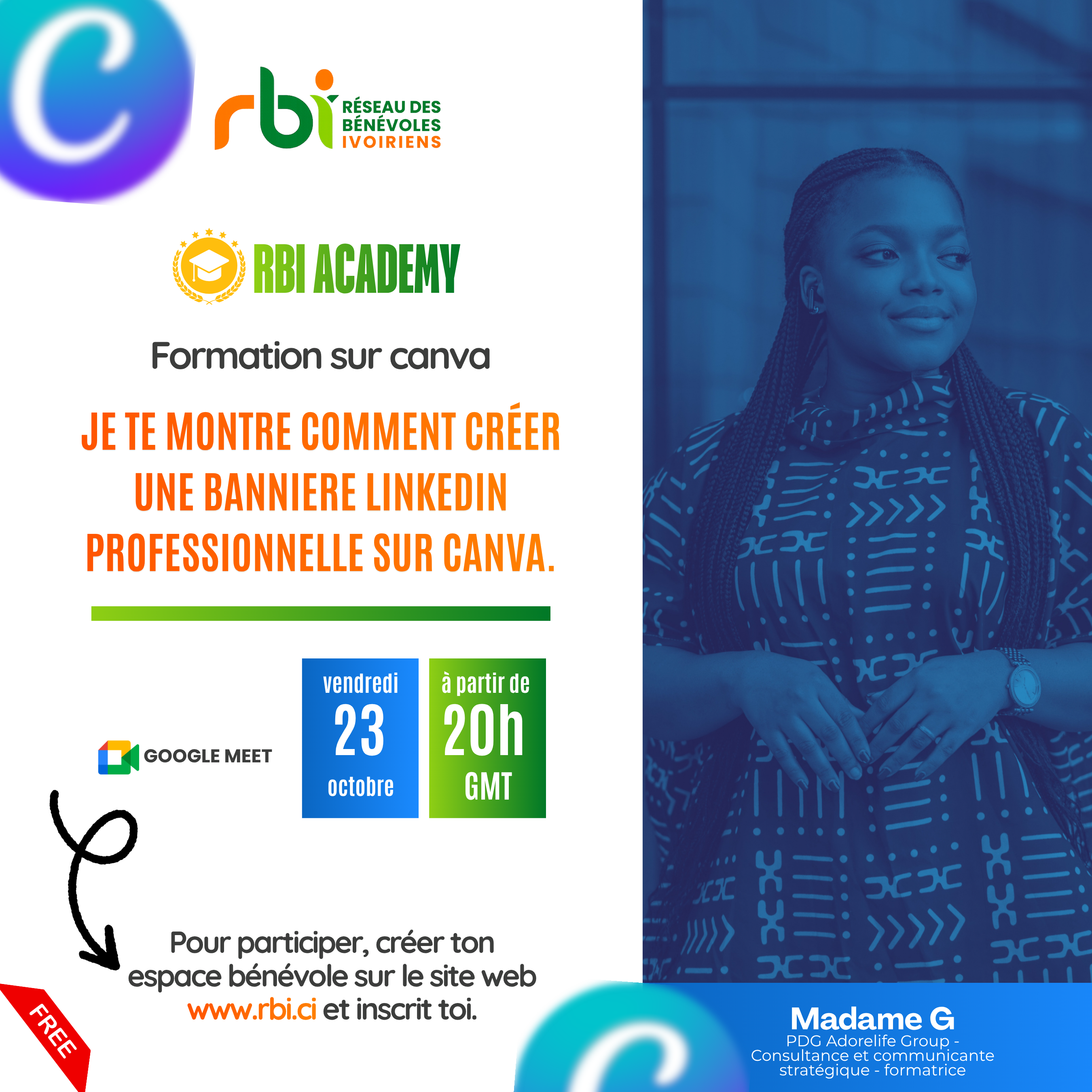Affiche de la formation RBI ACADEMY | Créer une bannière LinkedIn professionnelle sur Canva